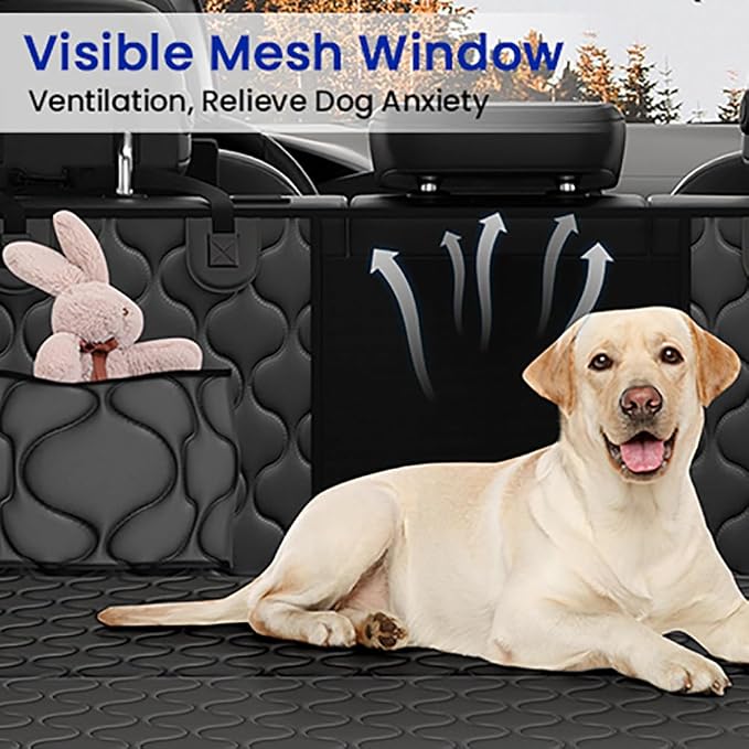 pettycare Dog Car Seat Cover for Back Seat - Hard Bottom Supports 400lbs, with Mesh Window & Non-Slip Bottom, for SUV & Truck (Black) - Image 5