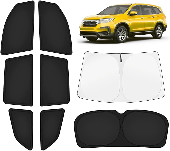 KUST Car Window Shades for Honda Pilot 2016-2022 Windshield Sun Shade Side Window Cover UV Block Privacy Protection Accessories for Camping Blackout Rear Back Full Set 8PCS by KUST