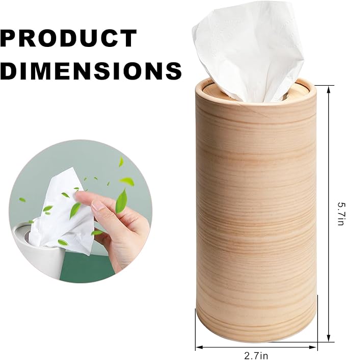 4 PCS Car Tissue Holder, Refillable Round Napkins Containers with Papers Inside, Convenient Travel Tissue Tubes Facial Paper Towel Cylinders for Vehicle Cup Holders (Wood Grain) - Image 2