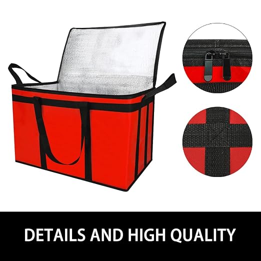 Bodaon 3-Pack Insulated Food Delivery Bag for Hot and Cold Meal, XXX-Large Cooler Bags, Grocery Tote Insulation Bag for Catering, Pizza Warmer, Red - Image 2