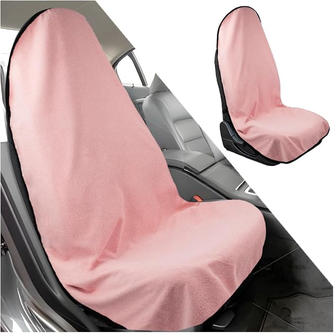 Mandark Waterproof Towel Car Seat Cover, Sweatproof Non Slip Bucket Carseat, Machine Washable Vehicle Bucket Frontseat Protector Accessories, Universal for SUV, Sedan, Truck(Pink) by Unknown