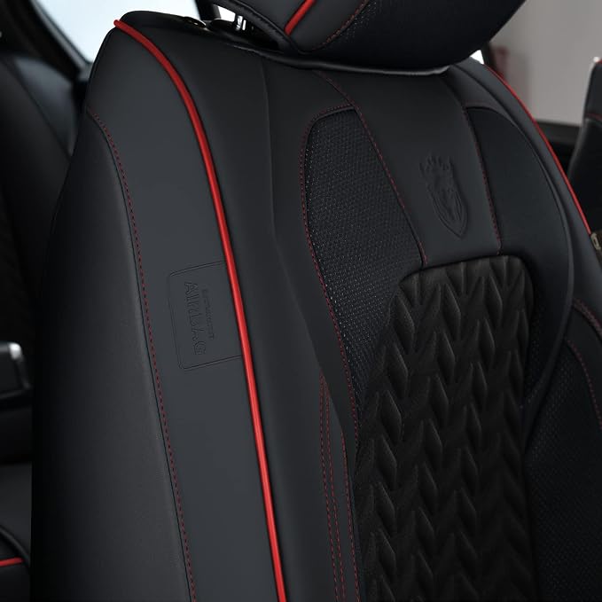 Coverado Seat Covers Full Set, Seat Covers for Cars, Car Seat Covers Winter, Breathable Faux Leather Car Seat Protector Car Seat Cushion, Black Car Seat Covers Universal Fit for Most Cars SUVs Trucks - Image 8