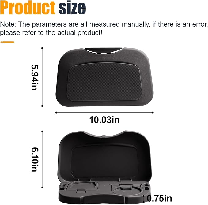 Car Cup Holder Tray, Foldable Detachable Car Headrest Backseat Organizer, Multifunctional Adjustable Food Table Tray, Universal Auto Travel Accessories for Most Cars/Trucks/SUVs (Grey) - Image 2