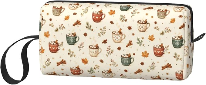 Hot Chocolate Mugs Makeup Bag for Women | Small Travel Cosmetic Pouch with Zipper, Compact Makeup Organizer Bag for Purse, Toiletries, Skincare & Daily Essentials - Image 2