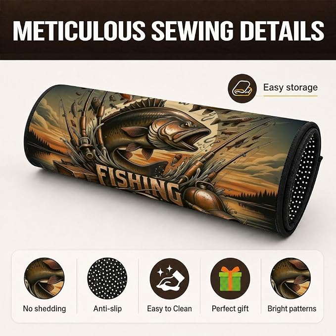 Car Trunk Mat for SUV, 31"x47" Vintage Fishing Life Cargo Liner Protector | All Weather Universal Cargo Liners for Dogs, Car Accessory for SUVs/Sedan/Wagons, Durable Non-Slip Washable Rear Cargo Mat - Image 3