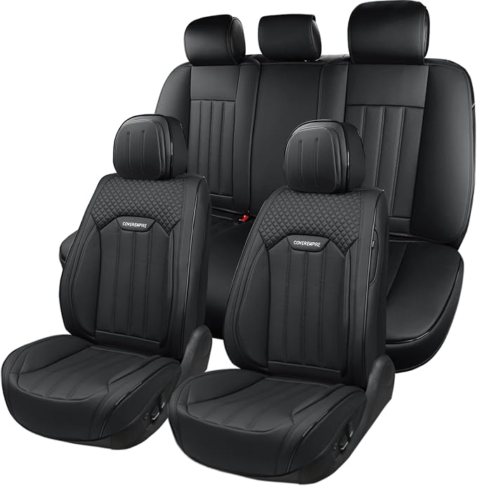 Car Seat Covers Full Set, Leather Seat Cover for Cars, 5 Seats Waterproof Automotive Seat Covers Fit Toyota Rav4 Camry Corolla Cruze CRV Accord, Black - Image 2