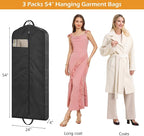 MISSLO 54" Garment Bags for Travel for Women Waterproof Dress Bags for Gowns Long Dress Cover for Gowns, Coats, Suits, Black, 3 Packs - Image 3