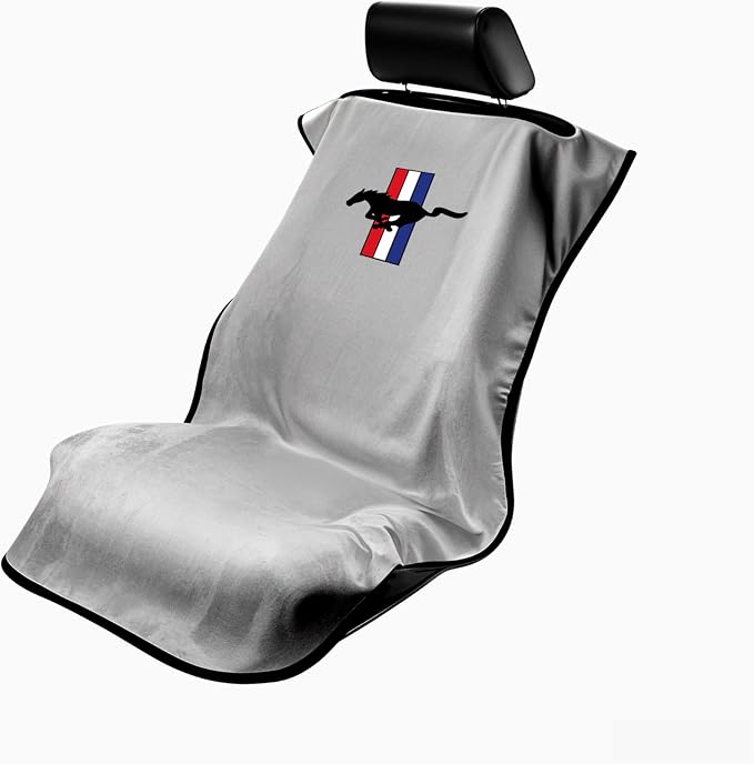 Seat Armour Seat Protector Towel for Mustang Pony – Soft Machine Washable Car Seat Cover Towel – Easy to Install, Multipurpose Car Seat Towel – Gray - Image 8
