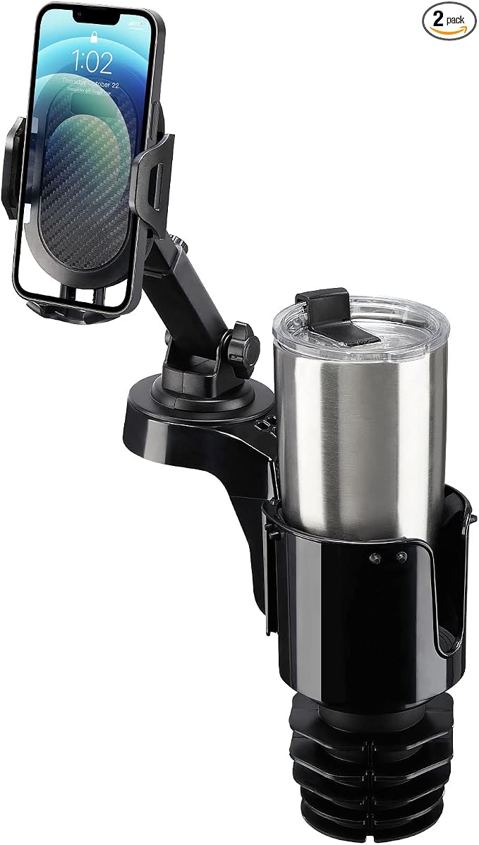JOYTUTUS Cup Holder Phone Mount for Car, Car Cellphone Large Adapter Long Arm with 360 Degree Rotation, Compatible iPhone, Samsung & All Smartphones,Black,2 Pack by JoyTutus
