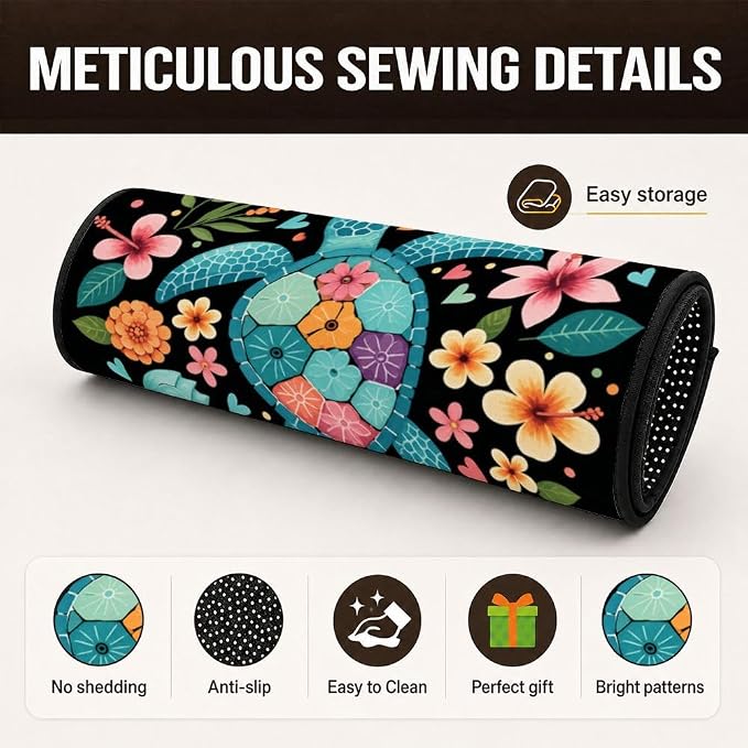 Car Trunk Mat for SUV, 31"x47" Colorful Floral Turtle Cargo Liner Protector | All Weather Universal Cargo Liners for Dogs, Car Accessory for SUVs/Sedan/Wagons, Durable Non-Slip Washable Rear Cargo Mat - Image 3