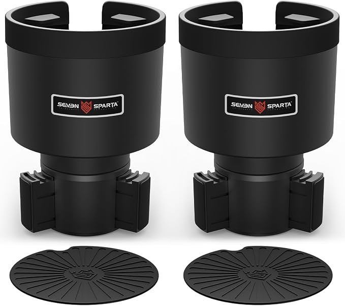 SEVEN SPARTA Car Cup Holder Expander for 32-40oz Large Bottles & Tumblers | Compatible with Yeti, Hydro Flask & Owala 32-40oz, Upgraded Adjustable Offset Base, Fits 3.4"-3.8" Bottles, Mugs & Tumblers by SevenSparta