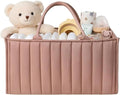 Baby Diaper Caddy Organizer-Large Nursery Storage Basket for Changing Table and Car - Portable Newborn Essentials & Wipes Bin - Gift for Baby Shower and Registry Must-Have (Rouge Pink) by Gucilulu