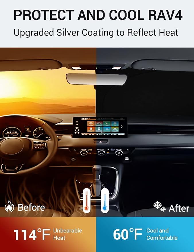 Proadsy Custom Fit 2022-2026 Honda HR-V Windshield Sun Shade, Blocks Heat | 240T Heat Shield, Drops Temp 54°F, Blocks 99% UV, Prevents Dashboard Cracking, Summer Parking & Beach Trips, Easy Twist-Fold - Image 3