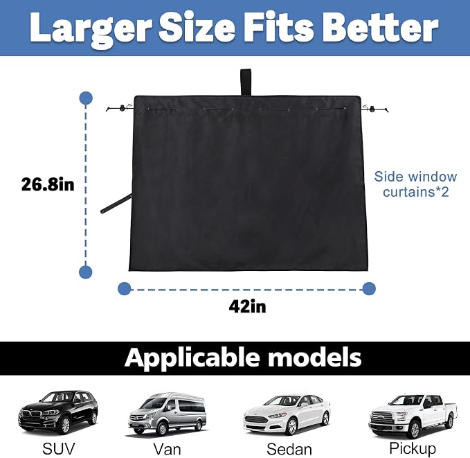 XCBYT Car Window Shade for Side Window, Sun Protection, 2 Pack | Blocks the sun to provide complete privacy. Ideal for car camping, breastfeeding, or taking naps during lunch breaks - Image 6