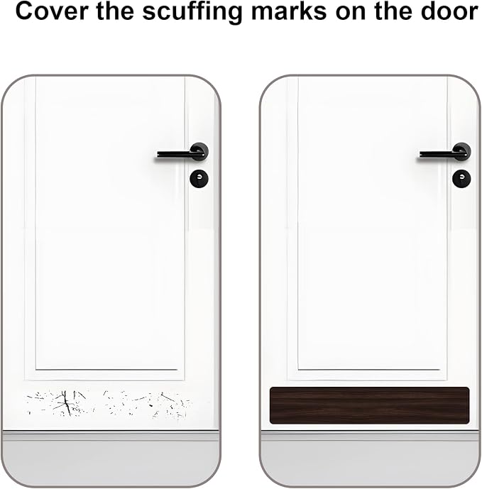 Dog Door Protector from Scratching, Steel Guard, Walnut Grain 6"x30" | Prevents Claw Marks & Scuffs, Smooth Rounded Corners, Self-Adhesive Install, Anti-Scratch Kick Plate, 2 Pcs - Image 4