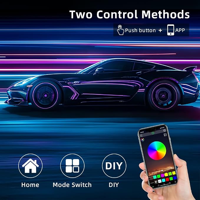 Acrylic Interior Car LED Strip Light, Dreamcolor 6-in-1 RGB Ambient Lighting with APP, 16 Million Colors 175in 600LED Music Sync Lights for Night Driving, Home, Camping & Gift Decor - Image 3