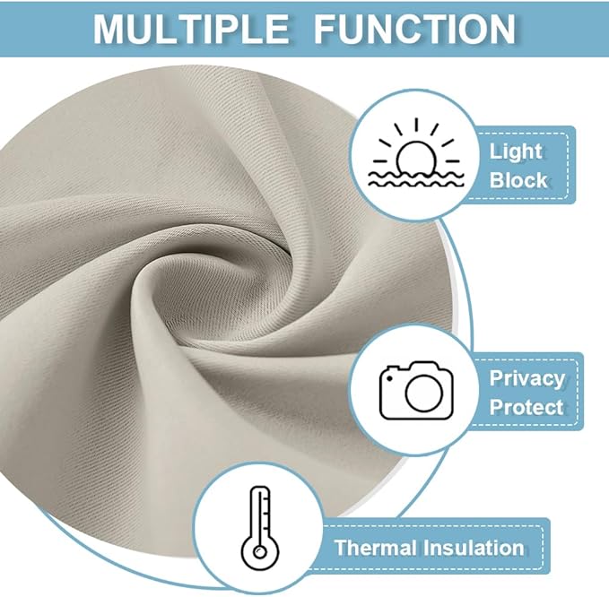 RYB HOME No Drill 12 inch Curtains for Sidelight French Door Curtain | Narrow Blackout Window Shade, Entry Glass Door Cover, Renter Friendly Blackout Curtains, W12 x L72, Natural, 1 Panel - Image 7