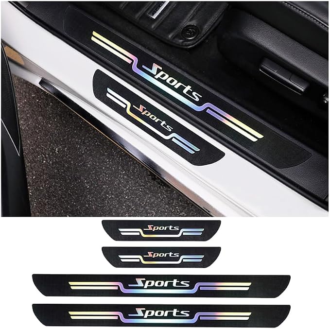 4PCS Car Door Sill Protector, Sport Anti-Slip Vehicle Door Edge Scratch Protection, Self-Adhesive Automotive Entry Guard Decoration Sticker, Universal for SUV RV Truck (Black) by Sandfren