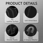 Blusabaca 2PCS Car Seat Headrest Hooks, Purses Bags Holder, Black | PU Leather, Double Metal Back Storage Hangers for Grocery Bags Handbags Bottles Coats Phones, Car Accessories Organization - Image 4