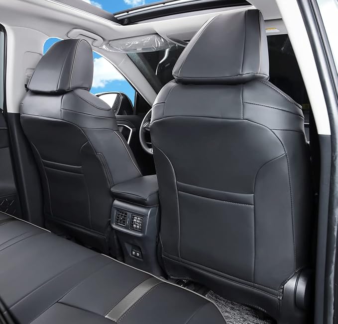 Custom Fit RAV4 (Not for Hybrid) Car Seat Covers Fit for Toyota RAV4 LE Limited XLE Premium 2019 2020 2021 2022 2023 2024 2025 with Waterproof Faux Leather (LU01-XLE, Black) - Image 2