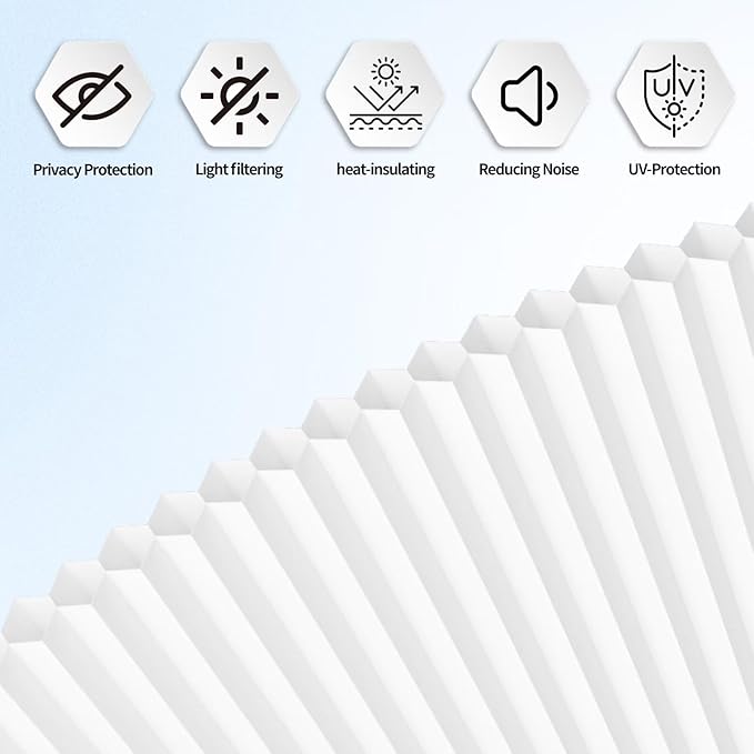 Myshade Arch Window Shades Half Circle Light Filtering Cellular Shades Cordless No Drill Blinds for Windows Half Moon Honeycomb Fabric No Tools Shades Easy Install (2PCS White 36" W X 18" H) - Image 6