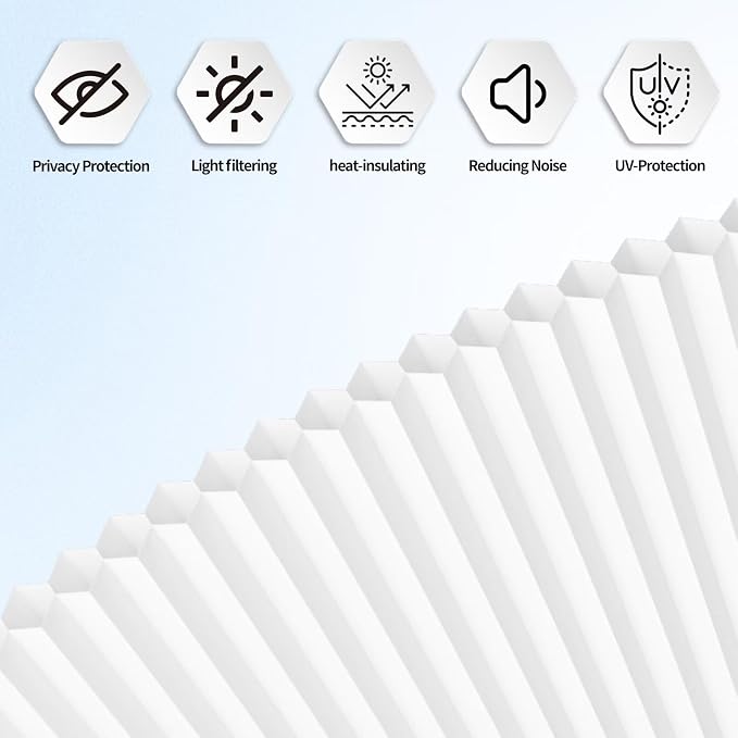 Myshade Arch Window Shades Half Circle Light Filtering Cellular Shades Cordless No Drill Blinds for Windows Half Moon Honeycomb Fabric No Tools Shades Easy Install (1PCS White 36" W X 18" H) - Image 6
