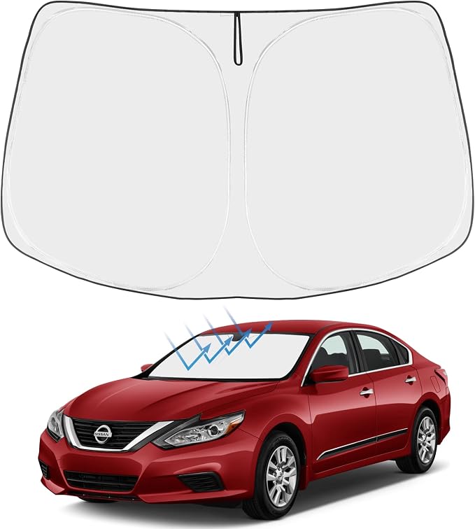 Proadsy Custom Fit Car Windshield Sun Shade for 2013-2018 Nissan Altima | 240T Heat Shield, Drops Temp 54°F, Blocks 99% UV, Prevents Dashboard Cracking, Summer Parking & Beach Trips, Easy Twist-Fold by Proadsy