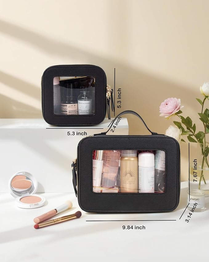 Travel Clear Makeup Bag Set, TSA Approved Cosmetic Bag Case with Zipper Portable Makeup Pouch Toiletry Bag Traveling Cosmetic Organizer Storage Bag Car Organizer Car Essentials - Image 5