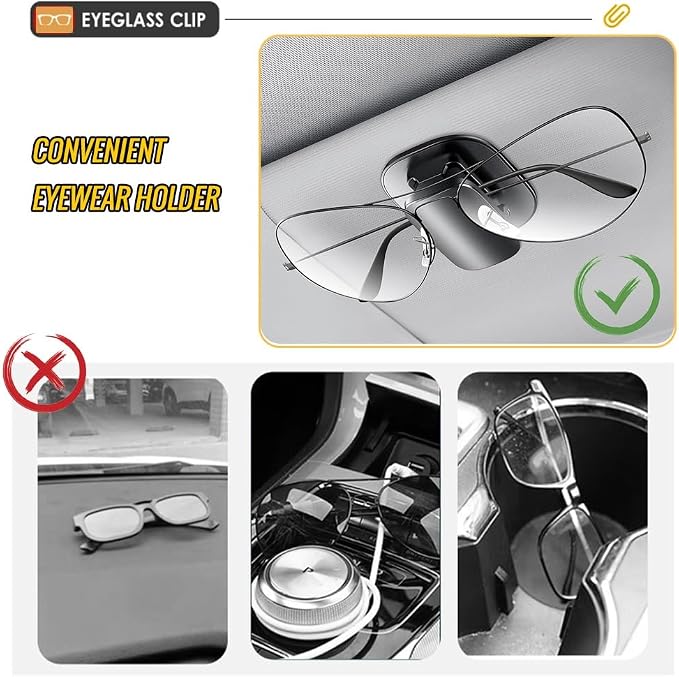 Tumecos Car Glasses Clip Sunglasses Holder Clip Glasses Box Sunglasses Clip Card Glasses Accessory Ticket Card Clip (Black 2) - Image 2