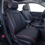 EKR Car Seat Covers for Honda CRV 2017-2022 Leatherette Full Set | Custom Fit for Honda CRV 2017 2018 2019 2020 2021 2022,Factory-Style Interior Upgrade,Faux Leather(Black with Red Piping) by EKR