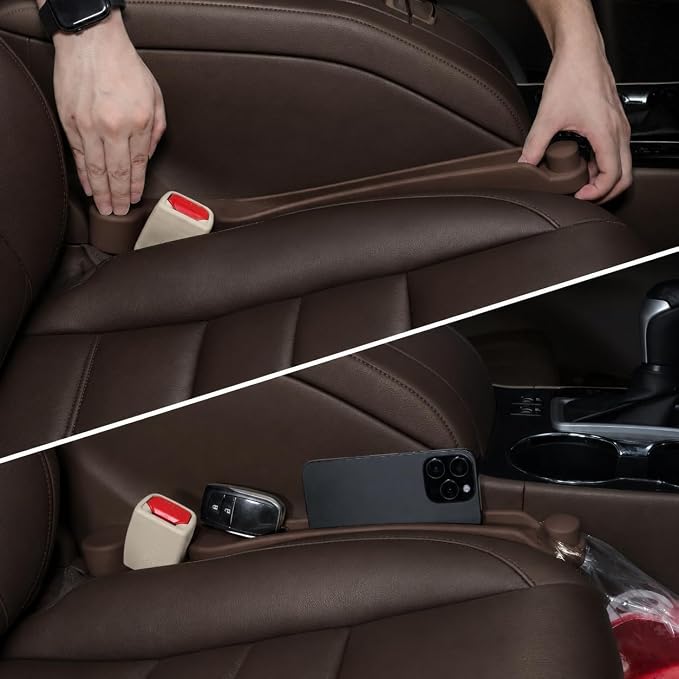 Givifive Car Seat Gap Filler Organizer 2Pack Soft Foam 3IN1 Multifunctional | Seat Side Gap Strip with Slot & Hook Universal Fit Car SUV Truck Fill The Gap Between Seat & Console (Standard Dark Brown) by Givifive