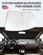 Proadsy Custom Fit 2006-2011 Honda Civic Windshield Sun Shade, Blocks Heat | 240T Heat Shield, Drops Temp 54°F, Blocks 99% UV, Prevents Dashboard Cracking, Summer Parking & Beach Trips, Easy Twist-Fold - Image 2