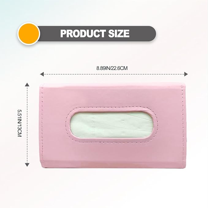 Premium PU Leather Car Tissue Holder Visor for Universal Auto,Tissue Case Holder Seat Back with Tissue Refill, Car Tissue Holder (Pink) - Image 2