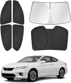 Canvcle Window Shades for 2013-2017 Honda Accord Accessories Windshield Sun Shade Side Rear Window Cover Sunshade Sun Visor Shield Privacy Protection for Camping Keep Vehicle Cool Black 6PCS by Canvcle