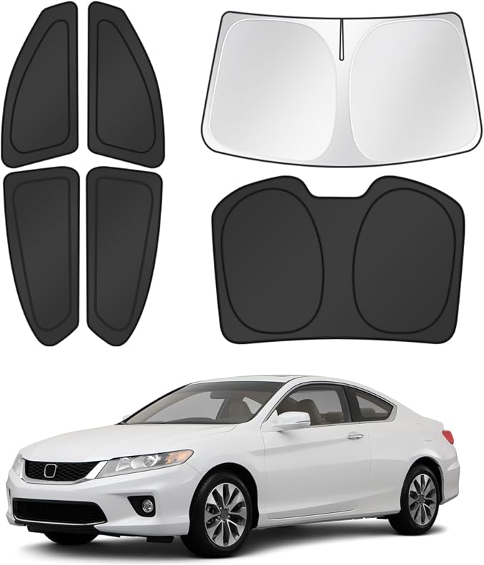 Canvcle Window Shades for 2013-2017 Honda Accord Accessories Windshield Sun Shade Side Rear Window Cover Sunshade Sun Visor Shield Privacy Protection for Camping Keep Vehicle Cool Black 6PCS by Canvcle