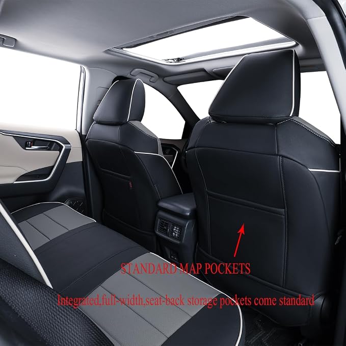 EKR Corolla Seat Cover Custom Fit for Toyota Corolla 2020 2021 2022 L/ LE,Leather Car Seat Cover Full Set-Faux Leather(Black/Gray) - Image 5