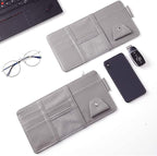 Gray Car Sun Visor Organizer, Multi-Purpose Auto Document Storage Accessory | Visor accessories multi-slot design stores docs, cards & sunglasses, slim fits all vehicles without obstructing sight - Image 7