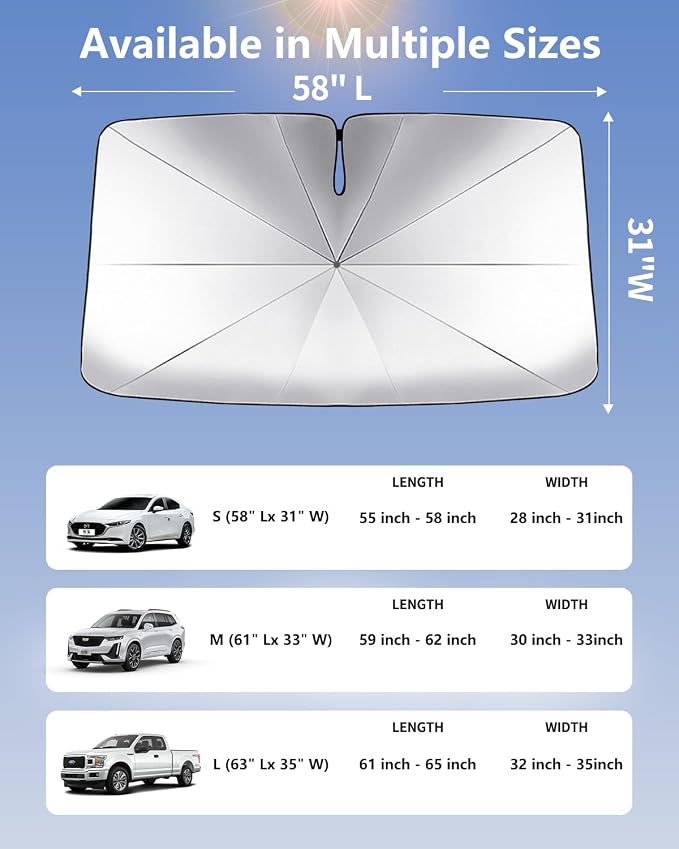 Windshield Sun Shade Umbrella for Car, Foldable Car Windshield Sunshade UV Block Heat Insulation, Fits Sedan SUV Truck, Compatible with Camry Accord Civic CRV Model Y Ideal Gifts for Men & Women - Image 6