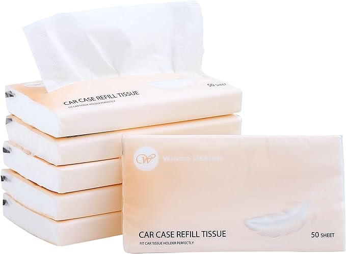 Car Tissue Refills 300 Sheets Facial Tissues Refills for Car Visor Tissue Holder, Travel Tissue Tubes Box Container Perfect Fit for Car Cup Holder by WinooDesign