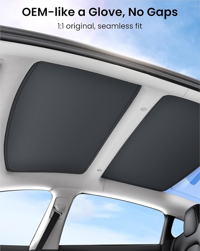 REEVAA Tesla Model 3 (2026-2020) Sunshade Roof Accessories, Black | OEM Fit; Full Blackout & Heat-Blocking; Protect Interior & Reduce A/C Workload; Unobstructed Rearview Mirror Visibility - Image 5