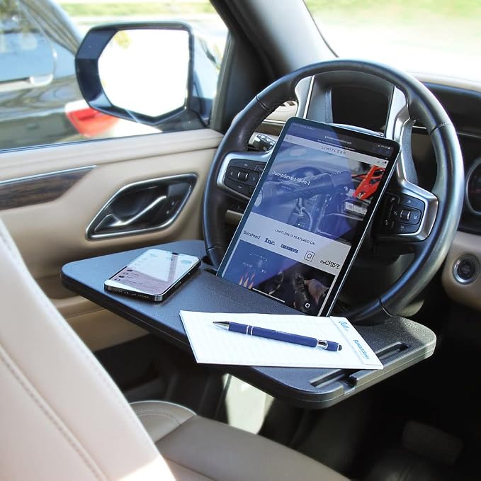 Limitless RoadWarrior Double-Sided 2-in-1 Car Food Tray and Steering Wheel Desk for Laptops, Tablets, Writing, and Dining (Black) - Image 7