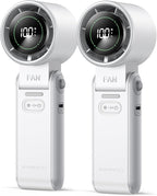 KIMMOO 2 Pack White Portable Handheld Turbo Fan-100 Speeds, Powerful 20000 RPM, 12Hrs Cooling,120° Rotation, USB Rechargeable Mini Hand Held Personal Fan for Travel Outdoor Indoor by KIMMOO