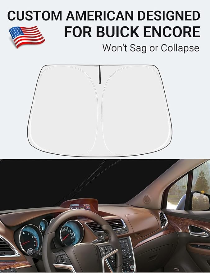 Proadsy Custom Fit 2018-2022 Buick Encore Windshield Sun Shade, Blocks Heat | 240T Heat Shield, Drops Temp 54°F, Blocks 99% UV, Prevents Dashboard Cracking, Summer Parking & Beach Trips, Easy Twist-Fold - Image 2