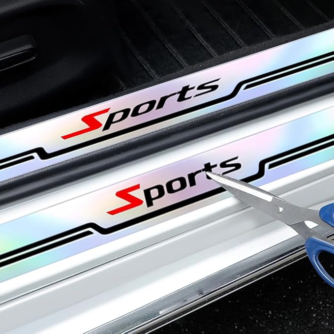 4PCS Car Door Sill Protector, Sport Anti-Slip Vehicle Door Edge Scratch Protection, Self-Adhesive Automotive Entry Guard Decoration Sticker, Universal for SUV RV Truck (White) - Image 3