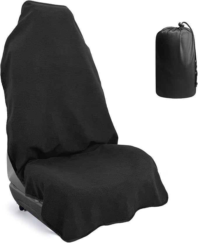 BOPUOVRE Car Front Seat Cover Waterproof Sweatproof Universal Fit | Fits All Cars Trucks Gym Sports Beach 3 Layer Non Slip Machine Wash Stain Protection Black 1 Piece by BOPUOVRE