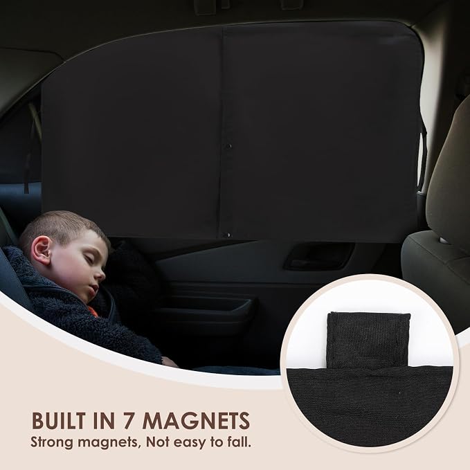 Vitog 2 PCS Car Window Shades, Magnetic(7 Magnets)Double Layer Car Sun Shade for Baby, Back Car Window Curtains for Side Window Privacy, Full Covers/Half Shade Options, Sun Shade Covers Privacy Screen - Image 2