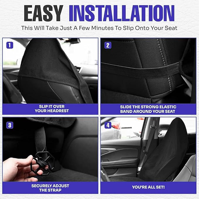 Waterproof Sweat Towel Car Seat Cover Sweat Carseat Protector,Perfect for Universal Anti-Slip Car Truck SUV Seat, Great for Post Gym Workout, Running, Swimming, Beach and Hiking (Black) - Image 5