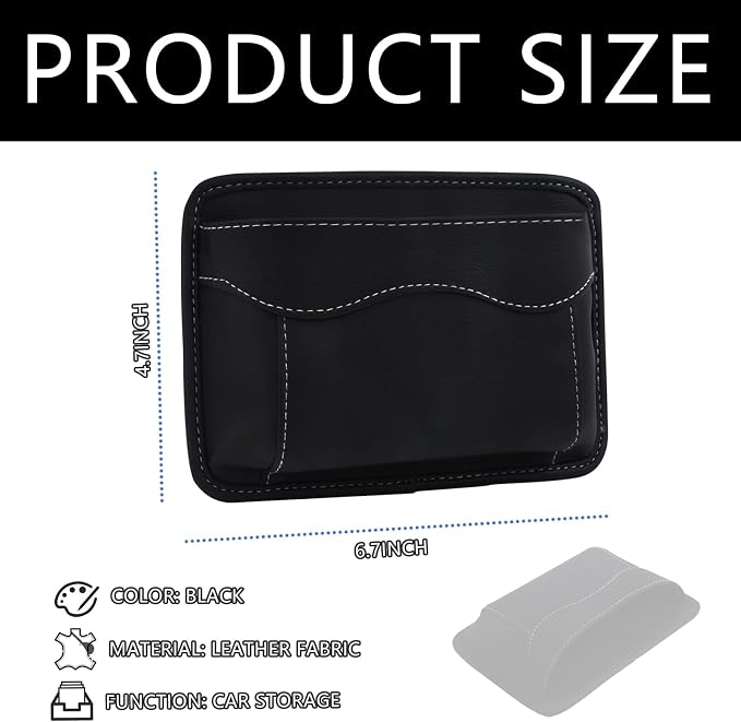 Black Car Seat Side Pocket Organizer - Change Holder, Pouch, Leather Cell Phone Sunglasses Holder, Seat Gap Filler Accessories Organizer - Image 2