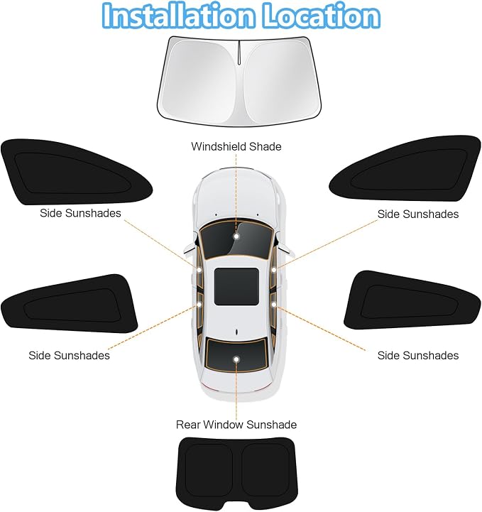 KUST Car Window Shades for Mazda 3 2014-2017 2018 Windshield Sun Shade Side Window Cover UV Block Privacy Protection Accessories for Camping Blackout Rear Back Full Set 6PCS - Image 8