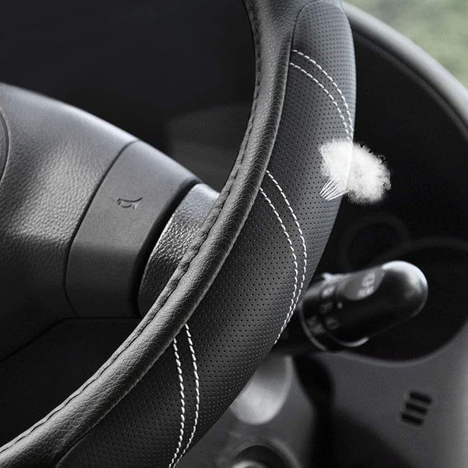 Elantrip Leather Steering Wheel Cover 15 1/2 to 16 inch Universal Large Soft Grip Breathable for Car Truck SUV Jeep Anti Slip Black - Image 3